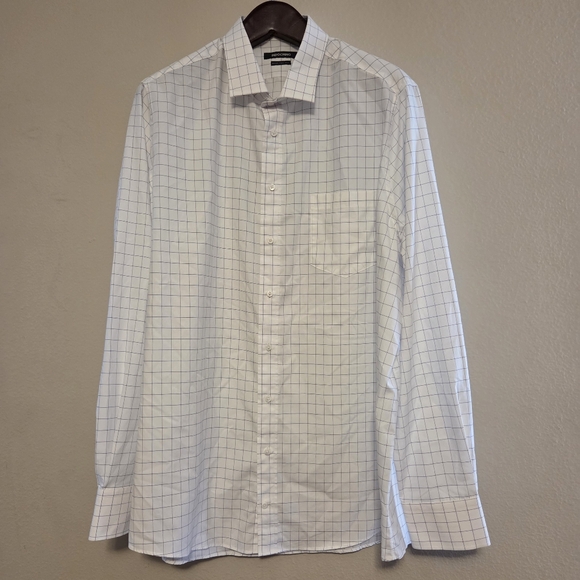 Indochino Two Custom Dress Shirt Lot 18.5-36 White Graph Check Big Tall Cotton - Picture 8 of 16